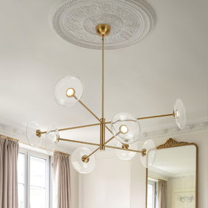 LightFixturesUSA - Designer Dimmable LED 8 - light Glass Tiered Sputnik Chandelier - Chandelier - Brass (Pre - Order) - 