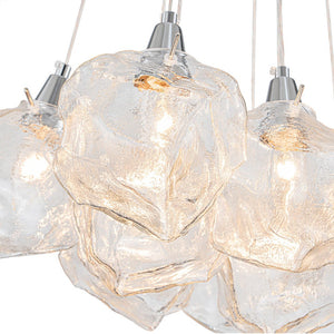 LightFixturesUSA - Dimmable 13 - Light Frozen Glass Ice Style Cluster Chandelier - Chandelier - Chrome - 