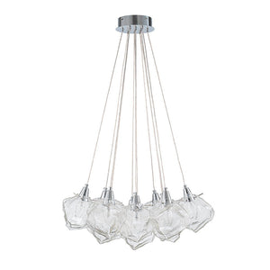 LightFixturesUSA - Dimmable 13 - Light Frozen Glass Ice Style Cluster Chandelier - Chandelier - Chrome - 