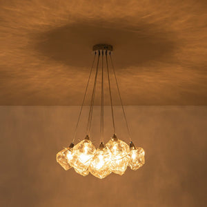 LightFixturesUSA - Dimmable 13 - Light Frozen Glass Ice Style Cluster Chandelier - Chandelier - Chrome - 