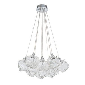 LightFixturesUSA - Dimmable 13 - Light Frozen Glass Ice Style Cluster Chandelier - Chandelier - Chrome - 