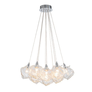 LightFixturesUSA - Dimmable 13 - Light Frozen Glass Ice Style Cluster Chandelier - Chandelier - Chrome - 