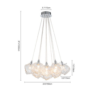 LightFixturesUSA - Dimmable 13 - Light Frozen Glass Ice Style Cluster Chandelier - Chandelier - Chrome - 