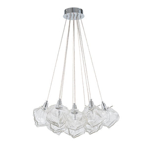 LightFixturesUSA - Dimmable 13 - Light Frozen Glass Ice Style Cluster Chandelier - Chandelier - Chrome - 