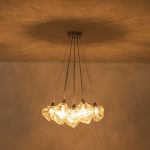 LightFixturesUSA - Dimmable 13 - Light Frozen Glass Ice Style Cluster Chandelier - Chandelier - Chrome - 