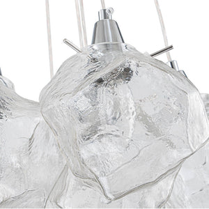 LightFixturesUSA - Dimmable 13 - Light Frozen Glass Ice Style Cluster Chandelier - Chandelier - Chrome - 