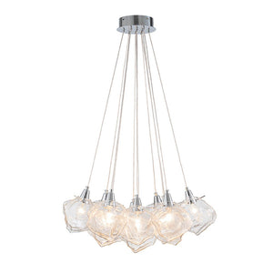 LightFixturesUSA - Dimmable 13 - Light Frozen Glass Ice Style Cluster Chandelier - Chandelier - Chrome - 
