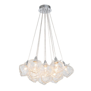 LightFixturesUSA - Dimmable 13 - Light Frozen Glass Ice Style Cluster Chandelier - Chandelier - Chrome - 