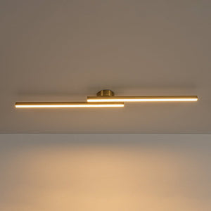 LightFixturesUSA - Dimmable 2 - Light Long Strip Linear LED Flush Mount - Ceiling Light - 47 in - Brass - 3CCT - 