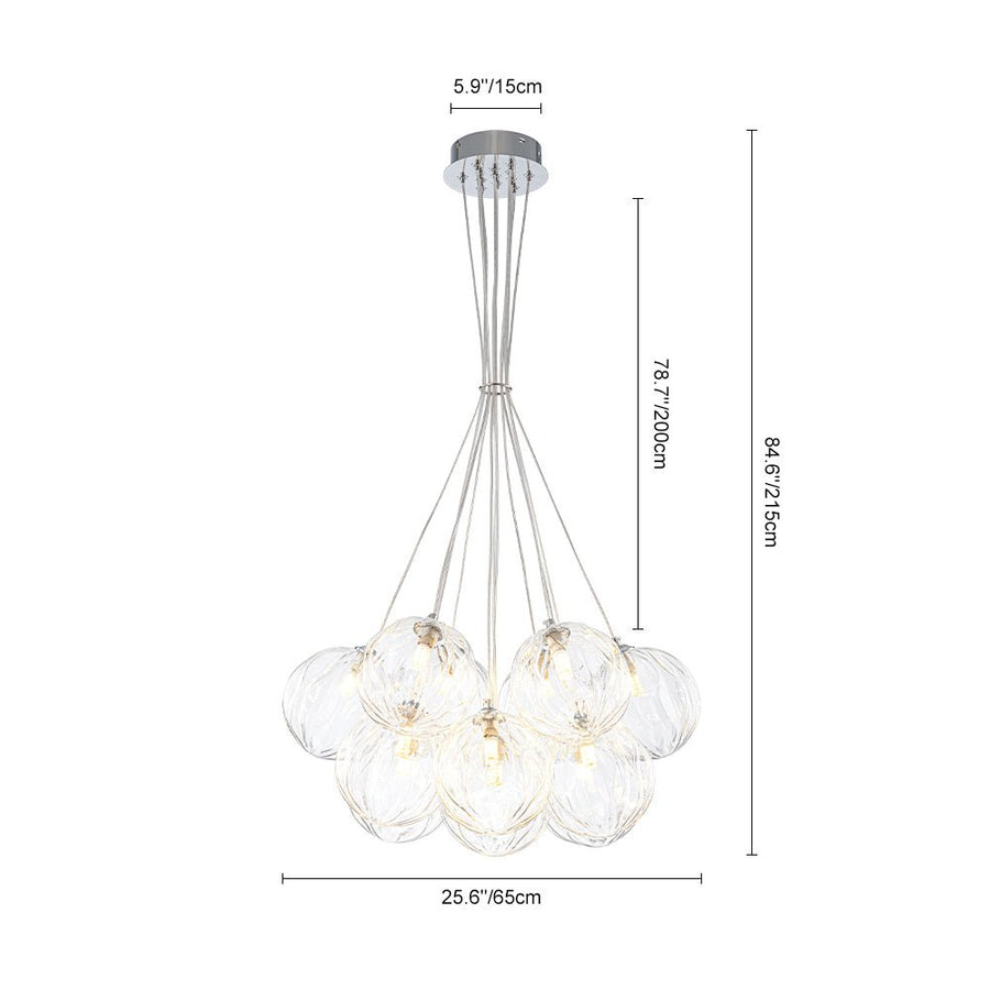 LightFixturesUSA - Dimmable Cluster Sculpture Texture Glass Globe Bubble Chandelier - Chandelier - Chrome - 
