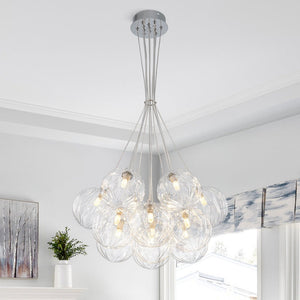 LightFixturesUSA - Dimmable Cluster Sculpture Texture Glass Globe Bubble Chandelier - Chandelier - Chrome - 