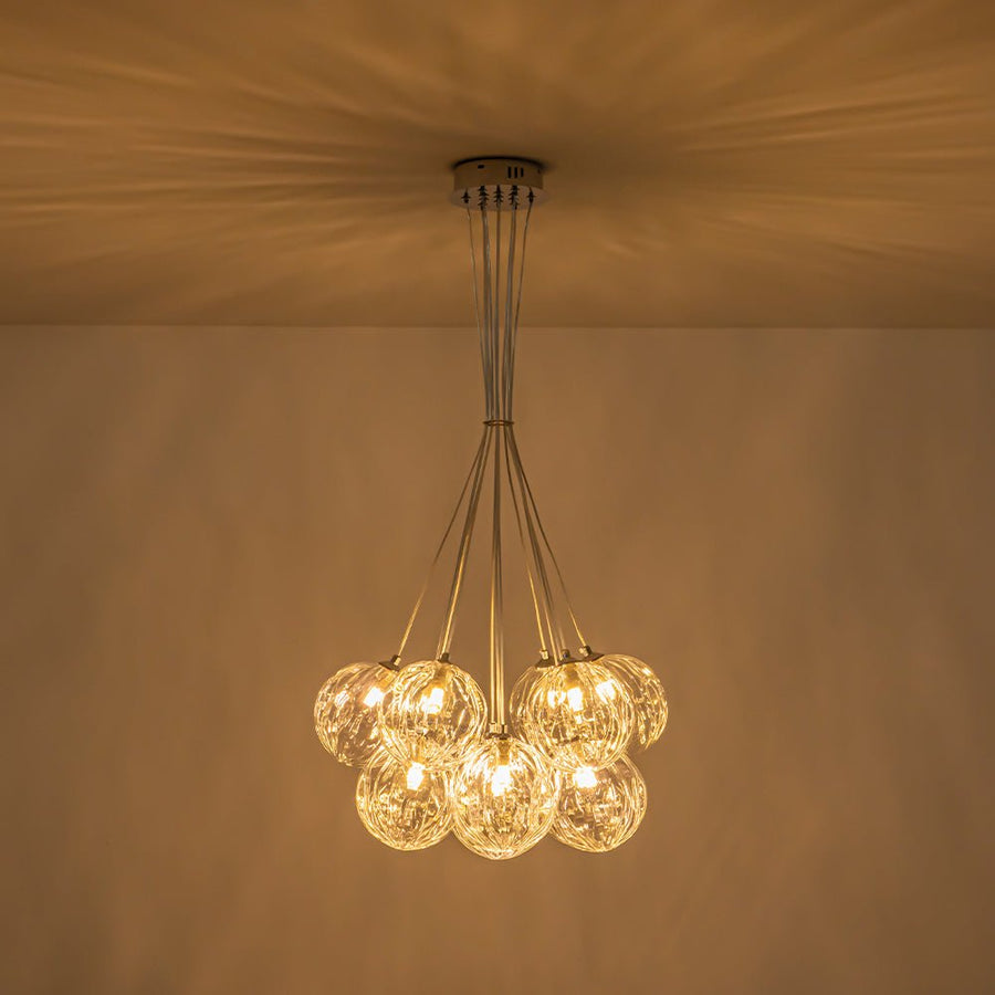 LightFixturesUSA - Dimmable Cluster Sculpture Texture Glass Globe Bubble Chandelier - Chandelier - Chrome - 