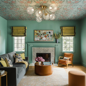 LightFixturesUSA - Dimmable LED 6 - Light Ripple Glass Sputnik Semi Flush Chandelier - Chandelier - Brass - 