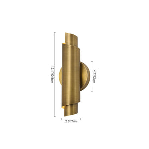 LightFixturesUSA - Dimmable LED Aged Brass Up Down Metal Tube Wall Sconce - Wall Sconce - 2 Packs - 
