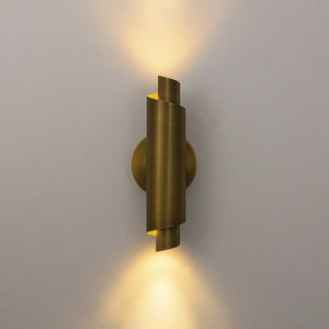LightFixturesUSA - Dimmable LED Aged Brass Up Down Metal Tube Wall Sconce - Wall Sconce - 2 Packs - 