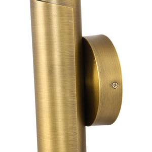 LightFixturesUSA - Dimmable LED Aged Brass Up Down Metal Tube Wall Sconce - Wall Sconce - 2 Packs - 