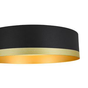 LightFixturesUSA - Dimmable LED Black Gold Iron Milky Glass Drum Flush Mount - Ceiling Light - 13.8 in - 