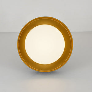 LightFixturesUSA - Dimmable LED Black Gold Iron Milky Glass Drum Flush Mount - Ceiling Light - 13.8 in - 