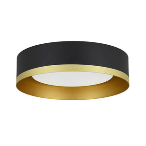 LightFixturesUSA - Dimmable LED Black Gold Iron Milky Glass Drum Flush Mount - Ceiling Light - 13.8 in - 