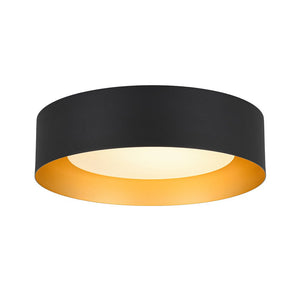 LightFixturesUSA - Dimmable LED Black Iron Milky Glass Round Drum Ceiling Light - Ceiling Light - 13.8 in - 