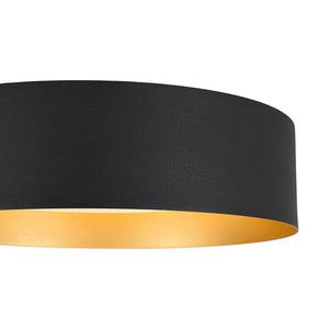 LightFixturesUSA - Dimmable LED Black Iron Milky Glass Round Drum Ceiling Light - Ceiling Light - 13.8 in - 