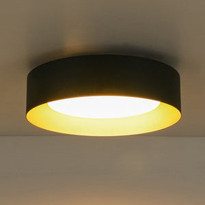 LightFixturesUSA - Dimmable LED Black Iron Milky Glass Round Drum Ceiling Light - Ceiling Light - 13.8 in - 