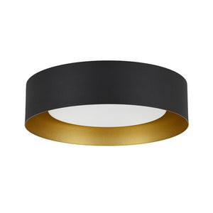 LightFixturesUSA - Dimmable LED Black Iron Milky Glass Round Drum Ceiling Light - Ceiling Light - 13.8 in - 