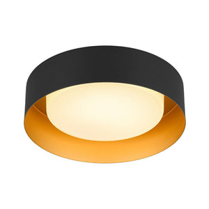 LightFixturesUSA - Dimmable LED Black Iron Milky Glass Round Drum Ceiling Light - Ceiling Light - 13.8 in - 