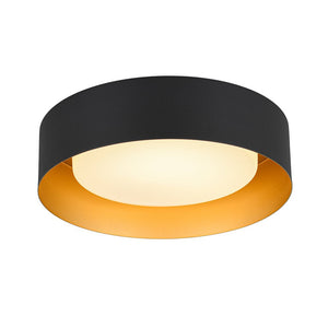 LightFixturesUSA - Dimmable LED Black Iron Milky Glass Round Drum Ceiling Light - Ceiling Light - 13.8 in - 