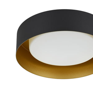 LightFixturesUSA - Dimmable LED Black Iron Milky Glass Round Drum Ceiling Light - Ceiling Light - 13.8 in - 