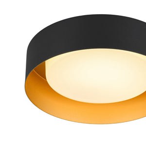 LightFixturesUSA - Dimmable LED Black Iron Milky Glass Round Drum Ceiling Light - Ceiling Light - 13.8 in - 