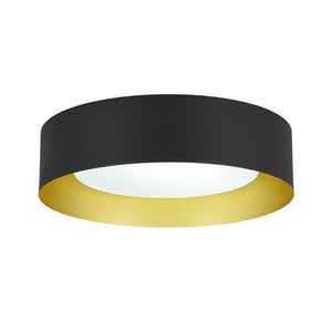 LightFixturesUSA - Dimmable LED Black Iron Milky Glass Round Drum Ceiling Light - Ceiling Light - 13.8 in - 