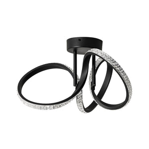 LightFixturesUSA-Dimmable LED Faceted Twisted Ribbon Semi Flush Mount-Ceiling Light-Black-