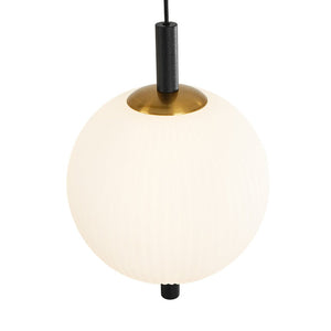 LightFixturesUSA - Dimmable LED Frosted Ribbed Glass Globe 5 - Light Linear Island Pendant - Pendant Light - 34.6 in - 