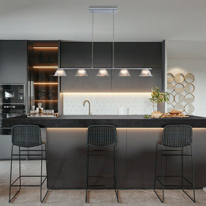 LightFixturesUSA - Dimmable LED Iridescent Glass Bell Island Chandelier - Chandelier - 39.4 in - 