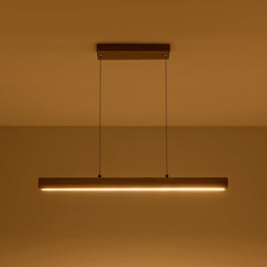 LightFixturesUSA - Dimmable LED Oak Wooden Wide Linear Island Pendant - Pendant Light - 32.7 in. - 