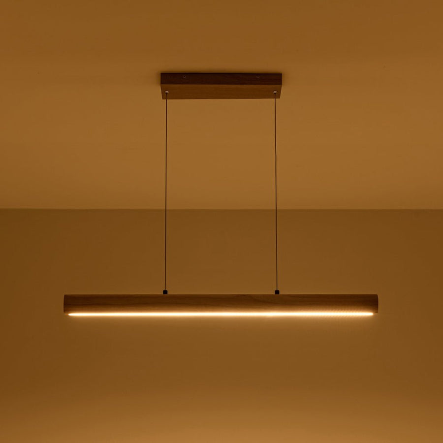 LightFixturesUSA - Dimmable LED Oak Wooden Wide Linear Island Pendant - Pendant Light - 32.7 in. - 
