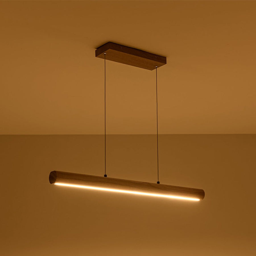 LightFixturesUSA - Dimmable LED Oak Wooden Wide Linear Island Pendant - Pendant Light - 32.7 in. - 