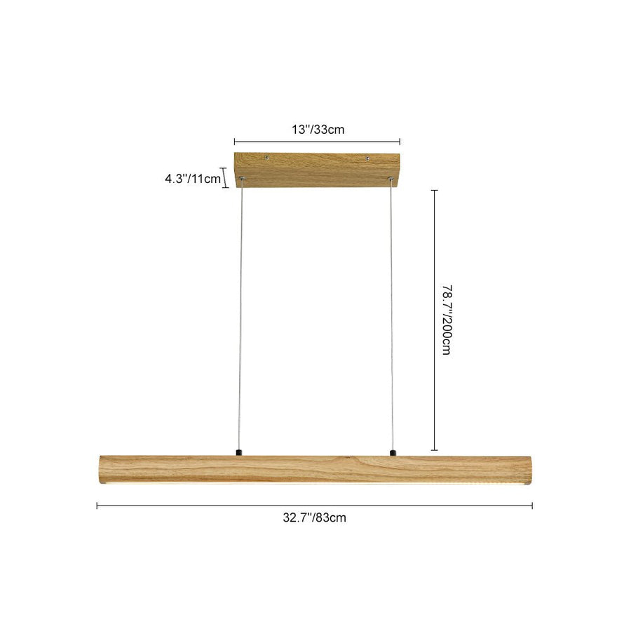 LightFixturesUSA - Dimmable LED Oak Wooden Wide Linear Island Pendant - Pendant Light - 32.7 in. - 