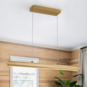 LightFixturesUSA - Dimmable LED Oak Wooden Wide Linear Island Pendant - Pendant Light - 32.7 in. - 