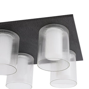 LightFixturesUSA - Dimmable LED Ribbed Glass 4 - Light Square Semi Flush Mount - Ceiling Light - 13.8 in - 