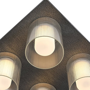 LightFixturesUSA - Dimmable LED Ribbed Glass 4 - Light Square Semi Flush Mount - Ceiling Light - 13.8 in - 