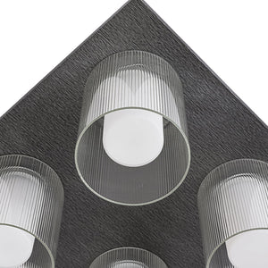 LightFixturesUSA - Dimmable LED Ribbed Glass 4 - Light Square Semi Flush Mount - Ceiling Light - 13.8 in - 
