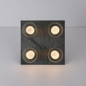 LightFixturesUSA - Dimmable LED Ribbed Glass 4 - Light Square Semi Flush Mount - Ceiling Light - 13.8 in - 
