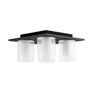 LightFixturesUSA - Dimmable LED Ribbed Glass 4 - Light Square Semi Flush Mount - Ceiling Light - 13.8 in - 