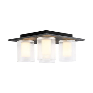 LightFixturesUSA - Dimmable LED Ribbed Glass 4 - Light Square Semi Flush Mount - Ceiling Light - 13.8 in - 