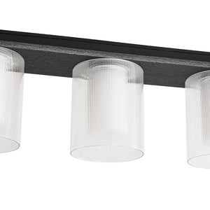 LightFixturesUSA - Dimmable LED Ribbed Glass Shade Kitchen Island Chandelier - Chandelier - 35 in - 