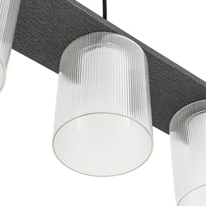 LightFixturesUSA - Dimmable LED Ribbed Glass Shade Kitchen Island Chandelier - Chandelier - 35 in - 