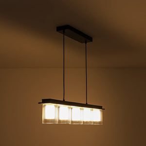 LightFixturesUSA - Dimmable LED Ribbed Glass Shade Kitchen Island Chandelier - Chandelier - 35 in - 