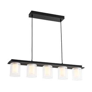LightFixturesUSA - Dimmable LED Ribbed Glass Shade Kitchen Island Chandelier - Chandelier - 35 in - 